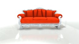 Royal Sofa Couch With Leaf Foil room, frame, sofa, red, ornate, white, couch, palace, luxury, three, antique, furniture, seater, leaf, living, realistic, real, 3, carved, baroque, upholstery, divan, foil, metaverse, cushions, pbr, low, poly, wood, royal