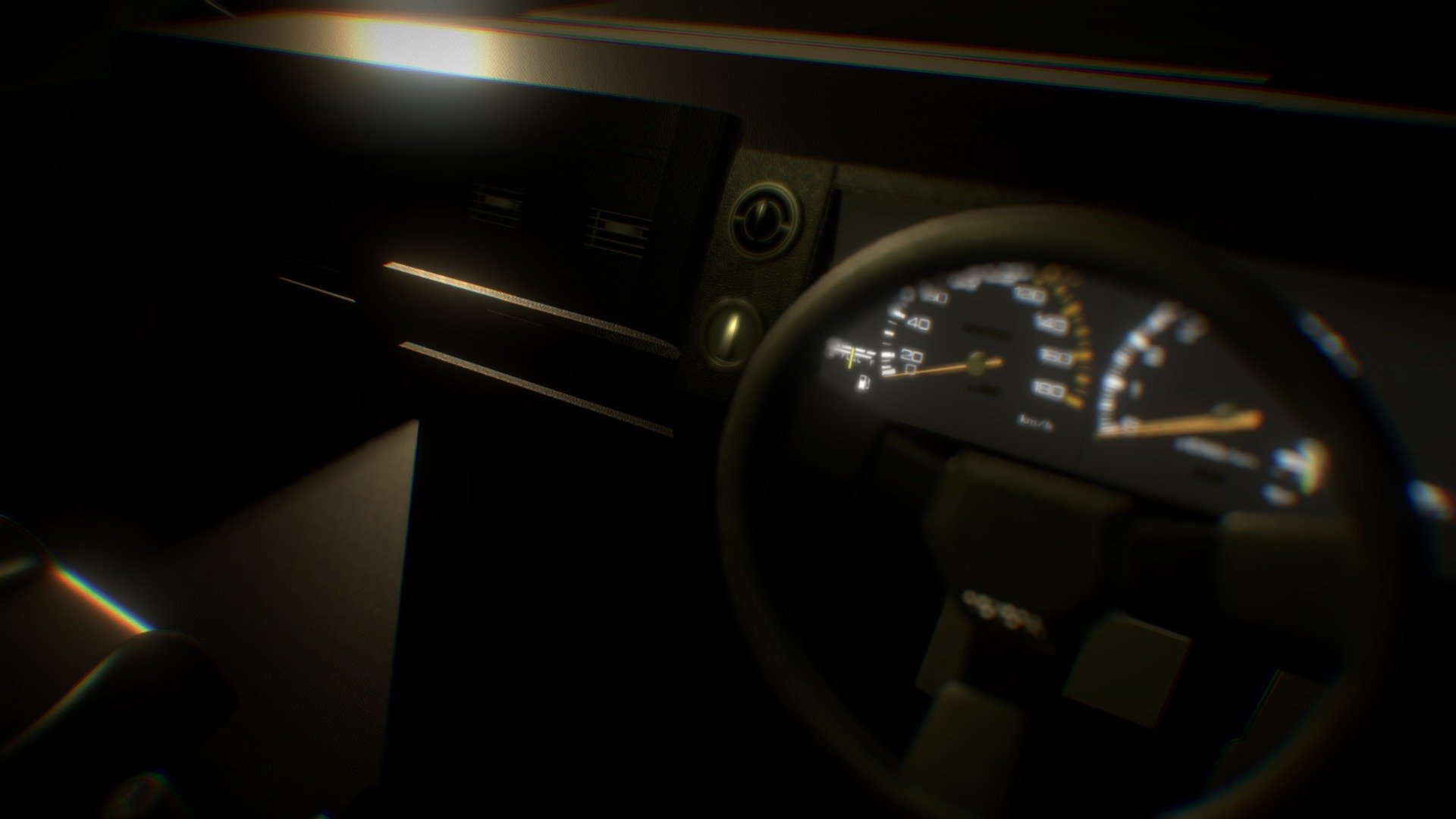 The detailed interior view of the Toyota Sprinter Trueno AE86, inspired from the show Initial D 3d model
