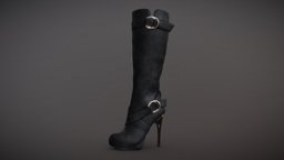 Knee High, High Heels Suede Boots style, leather, high, textures, fashion, knee, production, natural, obj, shoes, boots, 4k, fbx, heels, womens, suede, ue4, stiletto, character, game, pbr, lowpoly, clothing