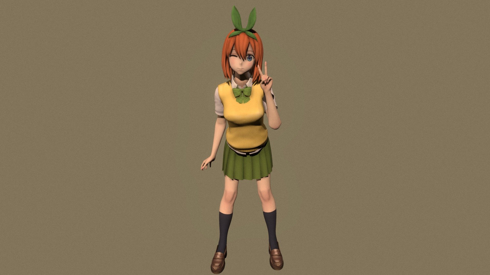 Posed model of anime girl Yotsuba Nakano (The Quintessential Quintuplets).

This product include .FBX (ver. 7200) and .MAX (ver. 2010) files.

Rigged version: https://sketchfab.com/3d-models/t-pose-rigged-model-of-yotsuba-nakano-2440e96bcb8f47349aff12670b29dc68

I support convert this 3D model to various file formats: 3DS; AI; ASE; DAE; DWF; DWG; DXF; FLT; HTR; IGS; M3G; MQO; OBJ; SAT; STL; W3D; WRL; X.

You can buy all of my models in one pack to save cost: https://sketchfab.com/3d-models/all-of-my-anime-girls-c5a56156994e4193b9e8fa21a3b8360b

And I can make commission models.

If you have any questions, please leave a comment or contact me via my email 3d.eden.project@gmail.com 3d model