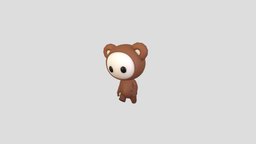 Character253 Rigged Mascot bear, toon, baby, kid, small, figure, mascot, rig, brown, brand, ear, adorable, character, cartoon, game, 3d, art, animation, monster, simple, noai, jobi