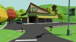 Market country, store, grocery, low-poly