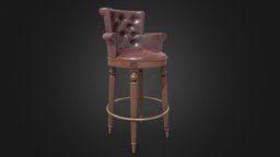 Victorian Stool victorian, stool, leather, old, substancepainter, substance, chair