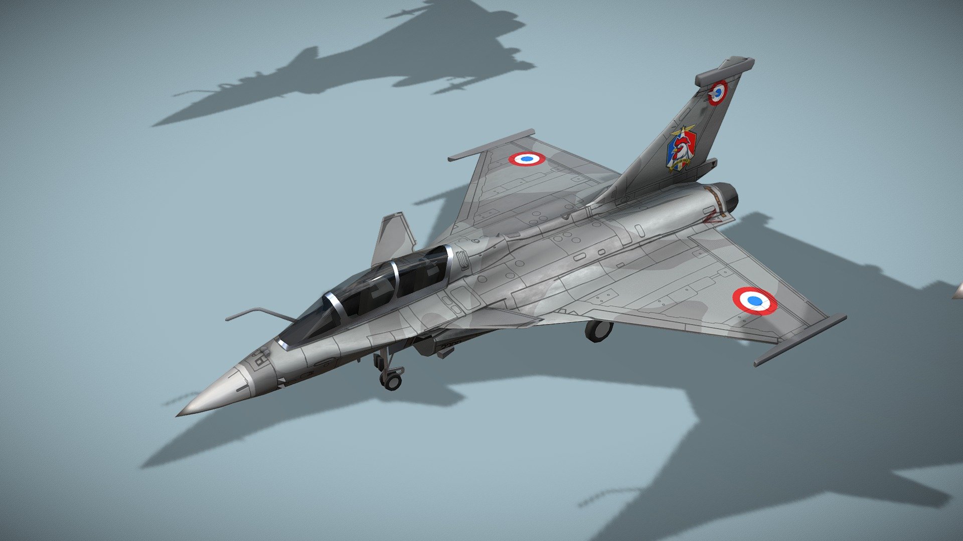 Dassault Rafale



Lowpoly model of French modern fighterjet. 2 person version



The Dassault Rafale is a French twin-engine, canard delta wing, multirole fighter aircraft designed and built by Dassault Aviation. Equipped with a wide range of weapons, the Rafale is intended to perform air supremacy, interdiction, aerial reconnaissance, ground support, in-depth strike, anti-ship strike and nuclear deterrence missions. The Rafale is referred to as an &ldquo;omnirole