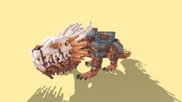 Leathern Drake beast, forest, armored, transport, saddle, travel, rider, drake, ride, reptile, tame, pixel-art, blockbench, mcmodel, fire-breathing, low-poly, minecraft, creature, animated, fantasy, dragon, concept, fire-breather, skull-mask