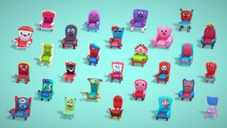 Kids Sofa Chair Pack virtual, playroom, sofa, cute, chibi, kids, animals, children, chairs, cartoony, pack, cartoonish, midpoly, models, colorful, spaces, chibby, cartoonstyle, kidschair, chair-furniture, chibbi, sofaset, asset, game, 3d, lowpoly, low, poly, car, fantasy, kidsfurniture, cartoonchair, noai, chairpack, toonchair