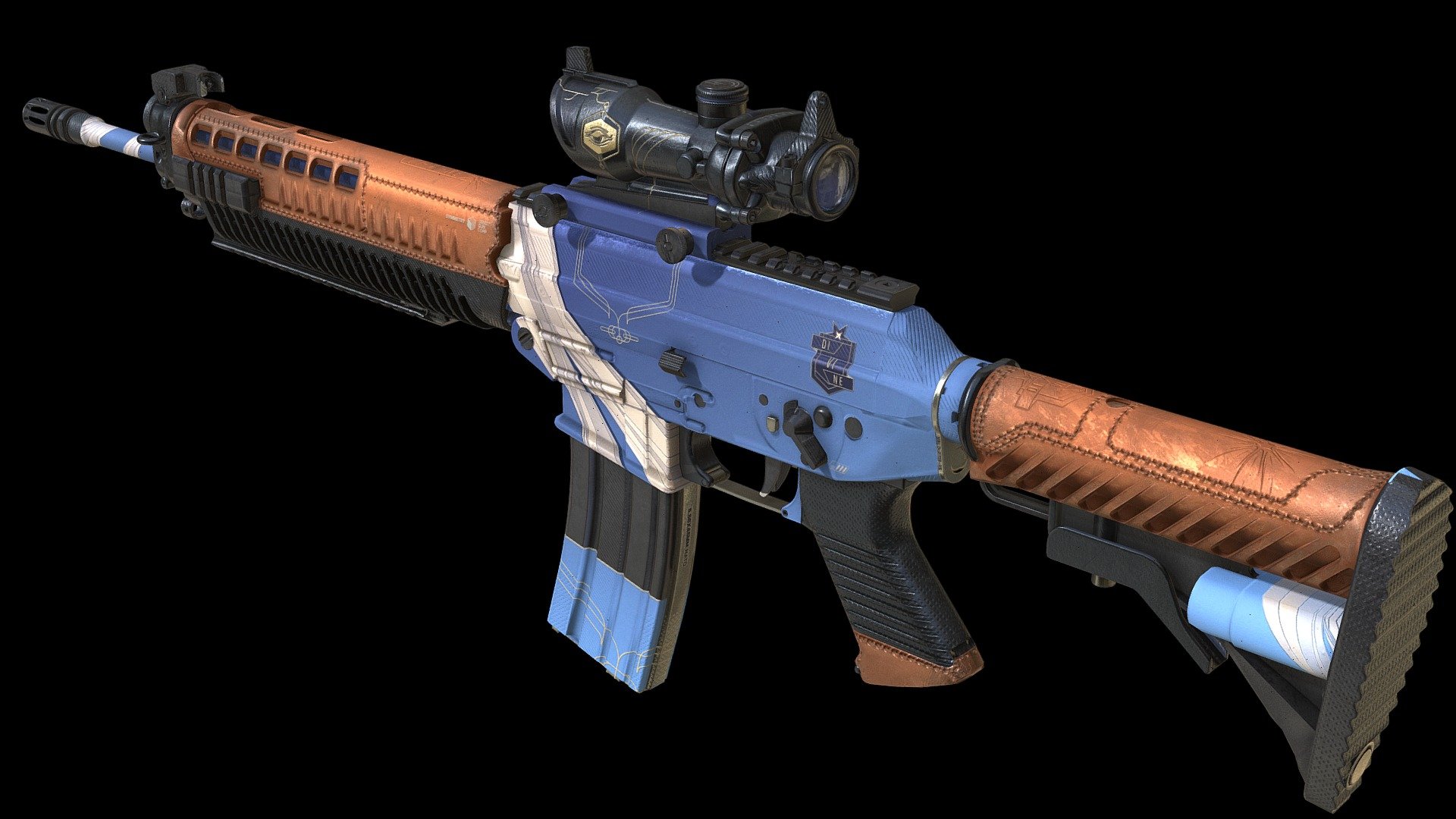 Concept texture/skin for Counter Strike 2
If you want to see my work ingame., vote for my workshop submissions here: https://steamcommunity.com/id/tanapta/myworkshopfiles/



This work includes complete texture/material set on a predefined ingame model.

My focus was and always will be to create medium-tier weapon skins, that are relatively neutral and not overly complicated. I know there are so many superb artists that create a true pieces of Art - I’m just a humble ui/ux designer that puts his soul to create a niche of guns that fit my needs.

Like all of my work, I will adapt this style to various guns with changes and adjustments where it seems necessary (for example additional material because of model complexity etc).

Much love,
Tanapta - SG553 - DIVINE (CS2) - 3D model by tanapta 3d model