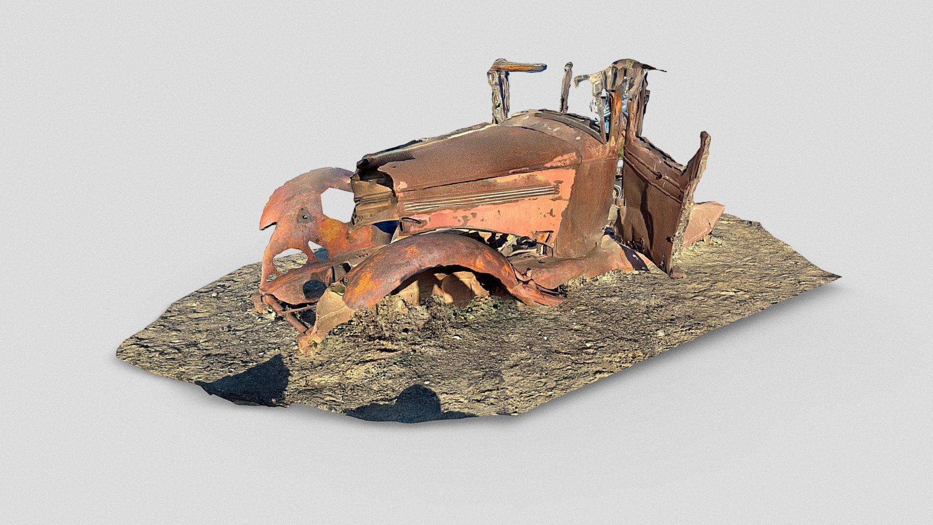 An old rusty car wreck at Ballarat Ghost Town - near Death Valley. 

Scanned with Scenario and the iPhone (https://apps.apple.com/us/app/scenario-play-with-reality/id1590029370) -  Capture 3D models, build 3D scenes and connect with other creators, all from your phone.

Please feel free to follow my collections of daily scans (link) as well as my scans in San Francisco, Paris, or in the catacombs (link). Follow me on Twitter - Day 332: Rusty car wreck (Ballarat, CA) - Download Free 3D model by Emm (@edemaistre) 3d model