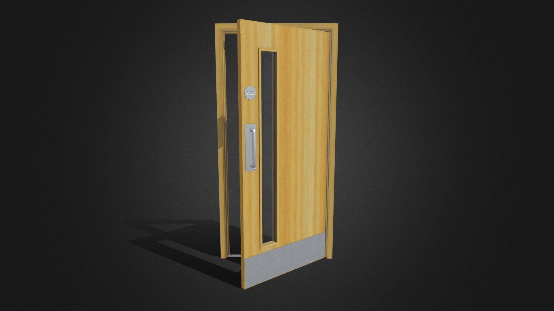 Wanted some more practice with Substance Painter so I used a office door I created for a PBR Doors Pack on the UE4 marketplace.
It was a game ready model so I decided to only use 2K textures even though most pc and consoles are running 4K hese days. 
Made in Blender
Textured in Quixel Suite and Substance Painter - Office Door Open 40 Degrees - Download Free 3D model by JMGameDev 3d model
