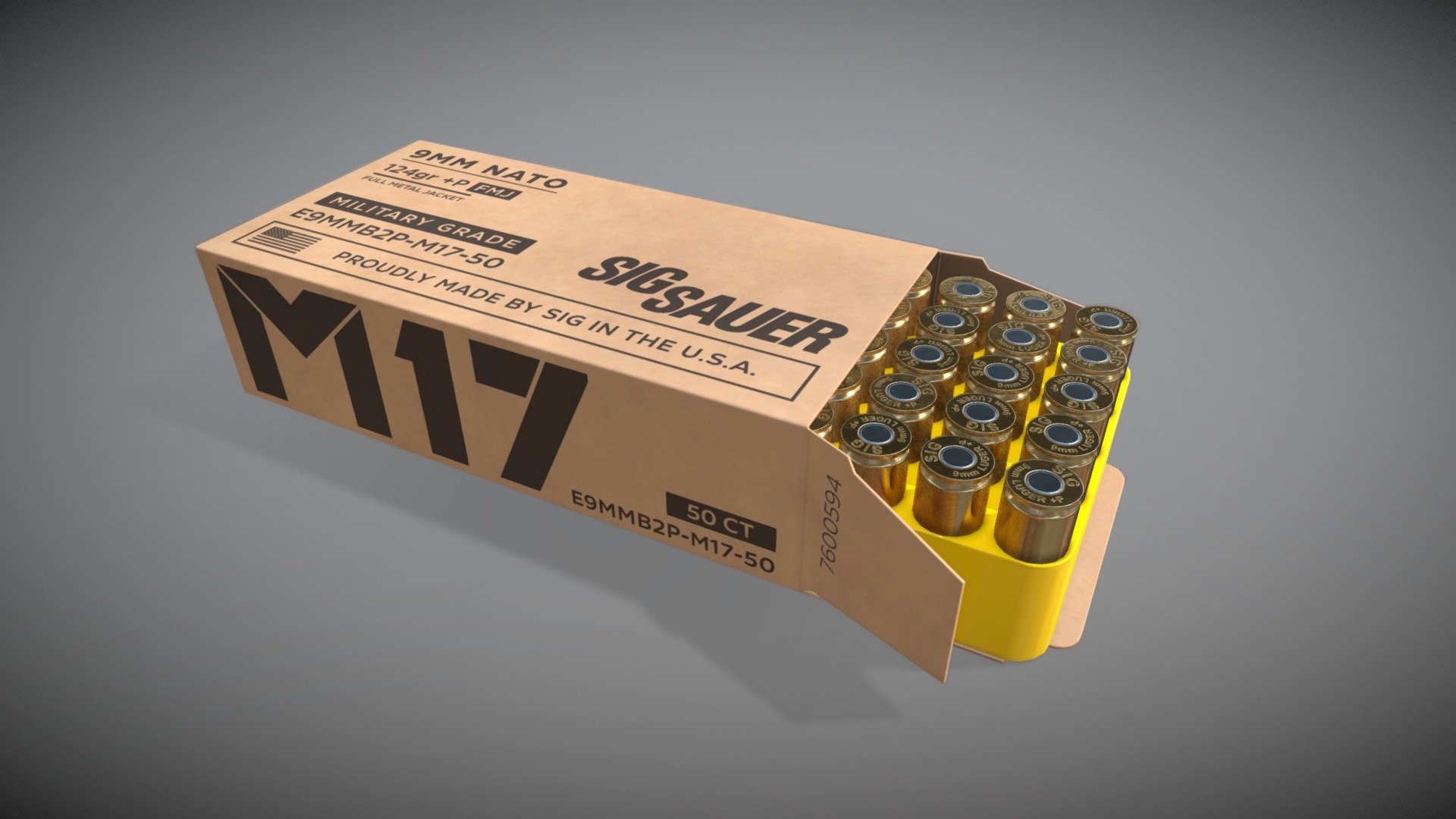 Sig Sauer M17 9mm +P Ammunition Box - Sig Sauer M17 9mm +P Ammunition Box - Download Free 3D model by eNse7en 3d model