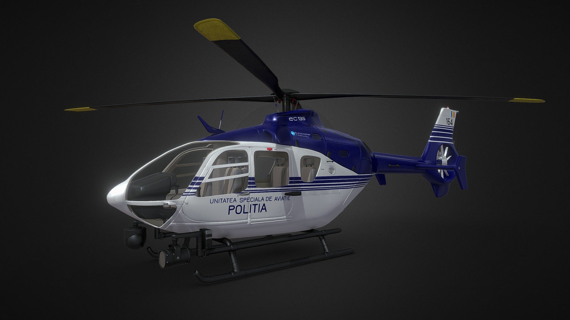 Eurocopter ec135 Politia Romana - Eurocopter ec135 Politia - High-poly - Buy Royalty Free 3D model by solid3DDD 3d model