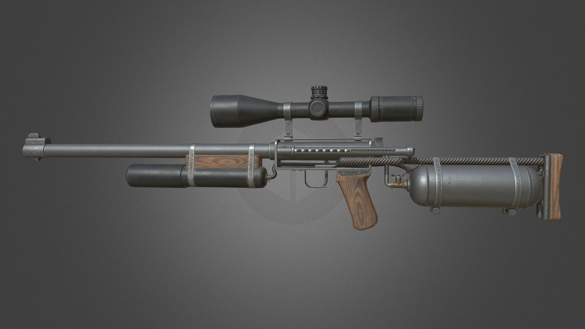 Powerful homemade sniper air gun. Game asset - Post apocalyptic sniper air rifle - 3D model by Alex44444 3d model