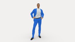 Man In Blue Suit 0375 suit, style, people, fashion, clothes, miniatures, realistic, character, 3dprint, model, man, blue, male