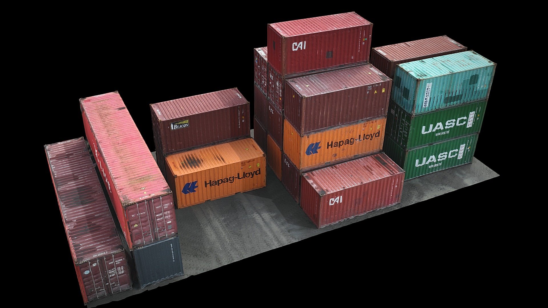 maps 8k: BaseColor
maps 4k: Roughness, Disp, Nrm, Ao - cargo containers set photogrammetry - Buy Royalty Free 3D model by looppy 3d model