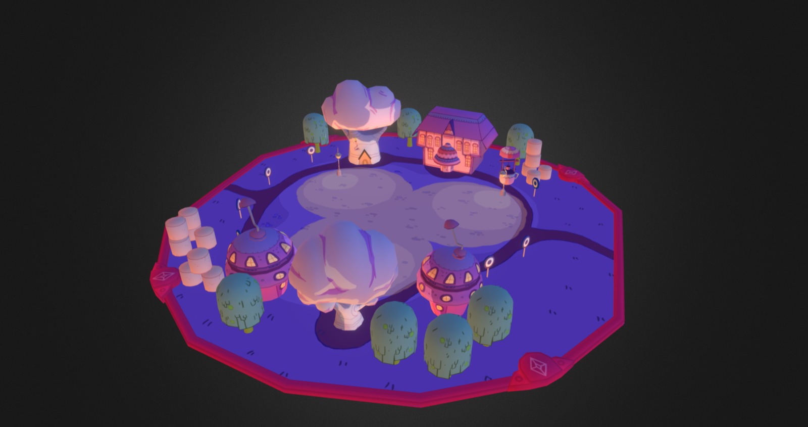 Candy Kingdom gameboard done for Adventure Time: Card Wars Kingdom mobile game - Card Wars Kingdom - Candy Kingdom GameBoard - 3D model by Alex Borjas (@alexborjas) 3d model