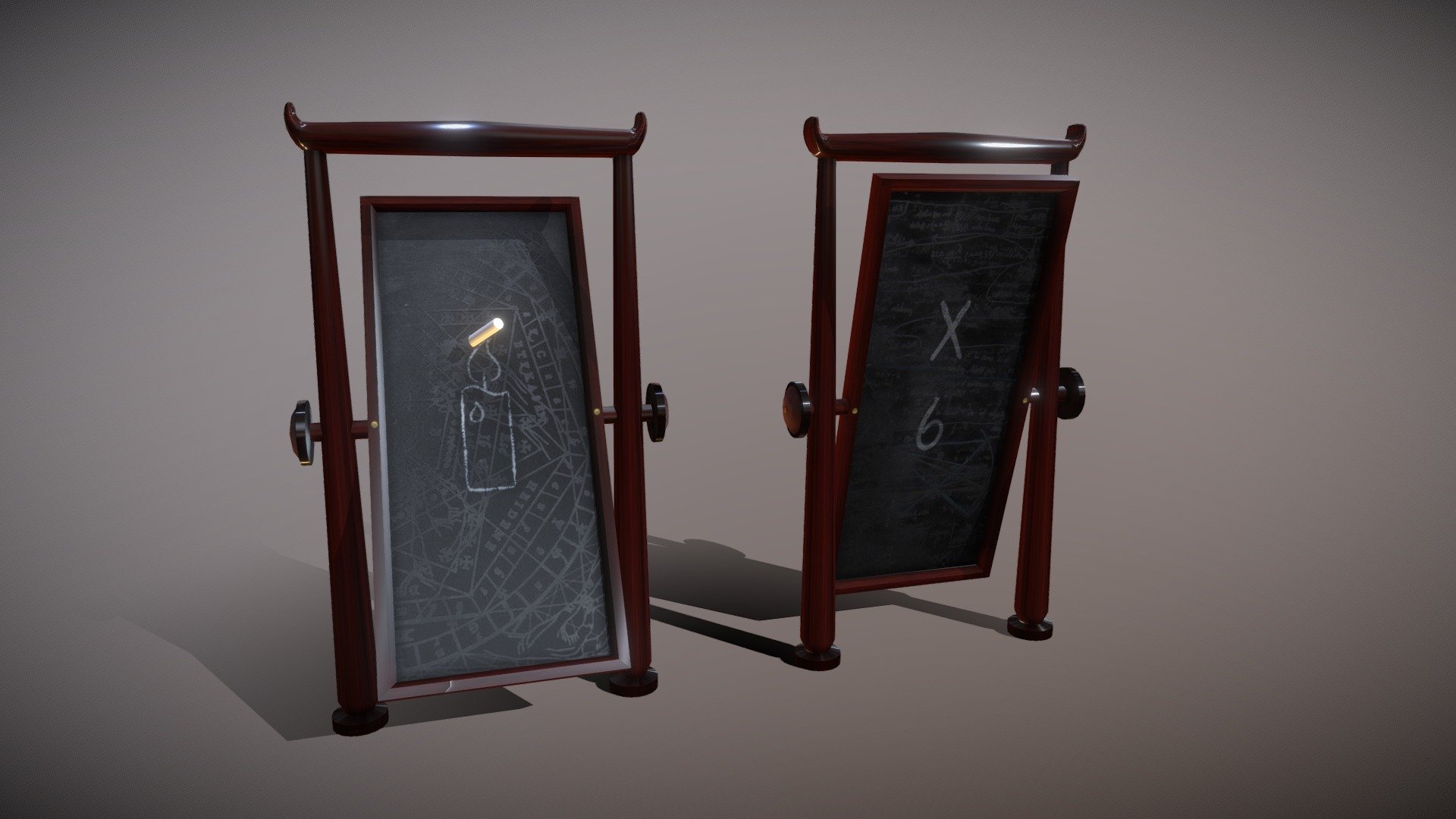 Class example clue item (rotatable chalboard) for a VR Escape Room game project 3d model