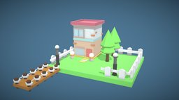 low poly house 3d, blender, lowpoly, house