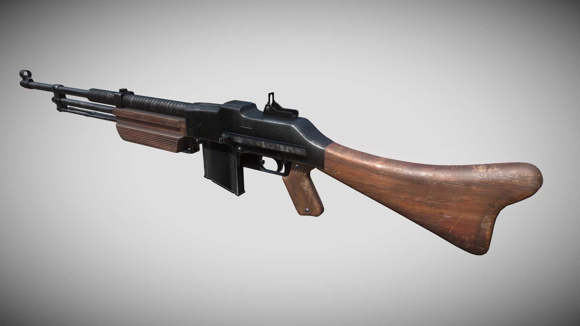 The Browning wz.1928 is a Polish version of the M1918 BAR. It was a light machine gun used by the Poles in World War II.

https://store.steampowered.com/app/1146300/Land_of_War__The_Beginning/ - Wz 28 Browning - Polish WW2 weapon (Land of War) - 3D model by msgames 3d model