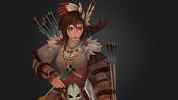 American Archer indian, archer, handpainted, lowpoly