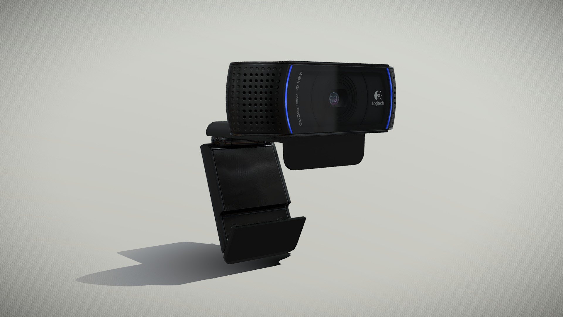 •   Let me present to you high-quality low-poly 3D model Logitech HD Pro Webcam C920. Modeling was made with ortho-photos of real webcam that is why all details of design are recreated most authentically.

•    This model consists of a few meshes, it is low-polygonal and it has three materials (Body, glass and glass of lens).

•   The total of the main textures is 6. Resolution of all textures is 4096 pixels square aspect ratio in .png format. Also there is original texture file .PSD format in separate archive.

•   Polygon count of the model is – 4127.

•   The model has correct dimensions in real-world scale. All parts grouped and named correctly.

•   To use the model in other 3D programs there are scenes saved in formats .fbx, .obj, .DAE, .max (2010 version).

Note: If you see some artifacts on the textures, it means compression works in the Viewer. We recommend setting HD quality for textures. But anyway, original textures have no artifacts 3d model
