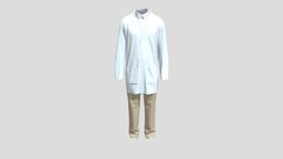 Lab Coat 1 Outfit fashion, jacket, top, clothes, coat, costume, outfit, garment, clo3d, marvelousdesigner, menswear, outerwear, workwear, clothing, clo, outergarment, noai