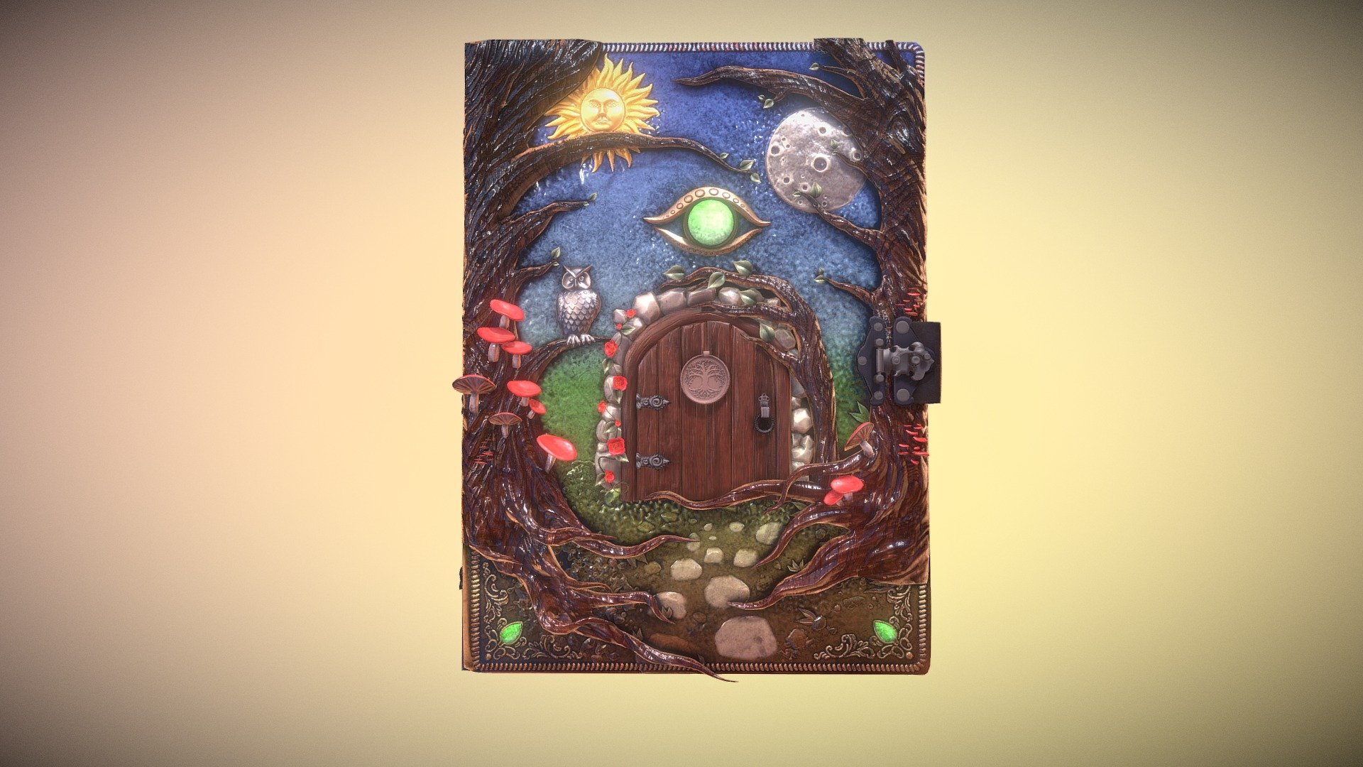 The book of sacraments is presented PBR Low Poly  Rendered in Substance Painter, Marmoset Toolbag 2, Unity 5 and UE4 # # # # # # # # # # # # # # # # # # - Book of Mystic Magic PBR Low Poly - 3D model by unlim3d 3d model