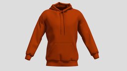 Hoodie Orange PBR Realistic cloth, women, hood, sweater, men, look, outfit, marvelous, hoodie, sweatshirt, uni, apparel, sportswear, pullover, outerwear, character, asset, game, 3d, pbr, low, poly, design, man, digital, sport, clothing, menwear, menlook