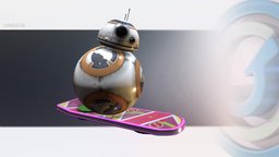 Star Wars BB8 on a BTTF Hoverboard backtothefuture, bb8, 211015