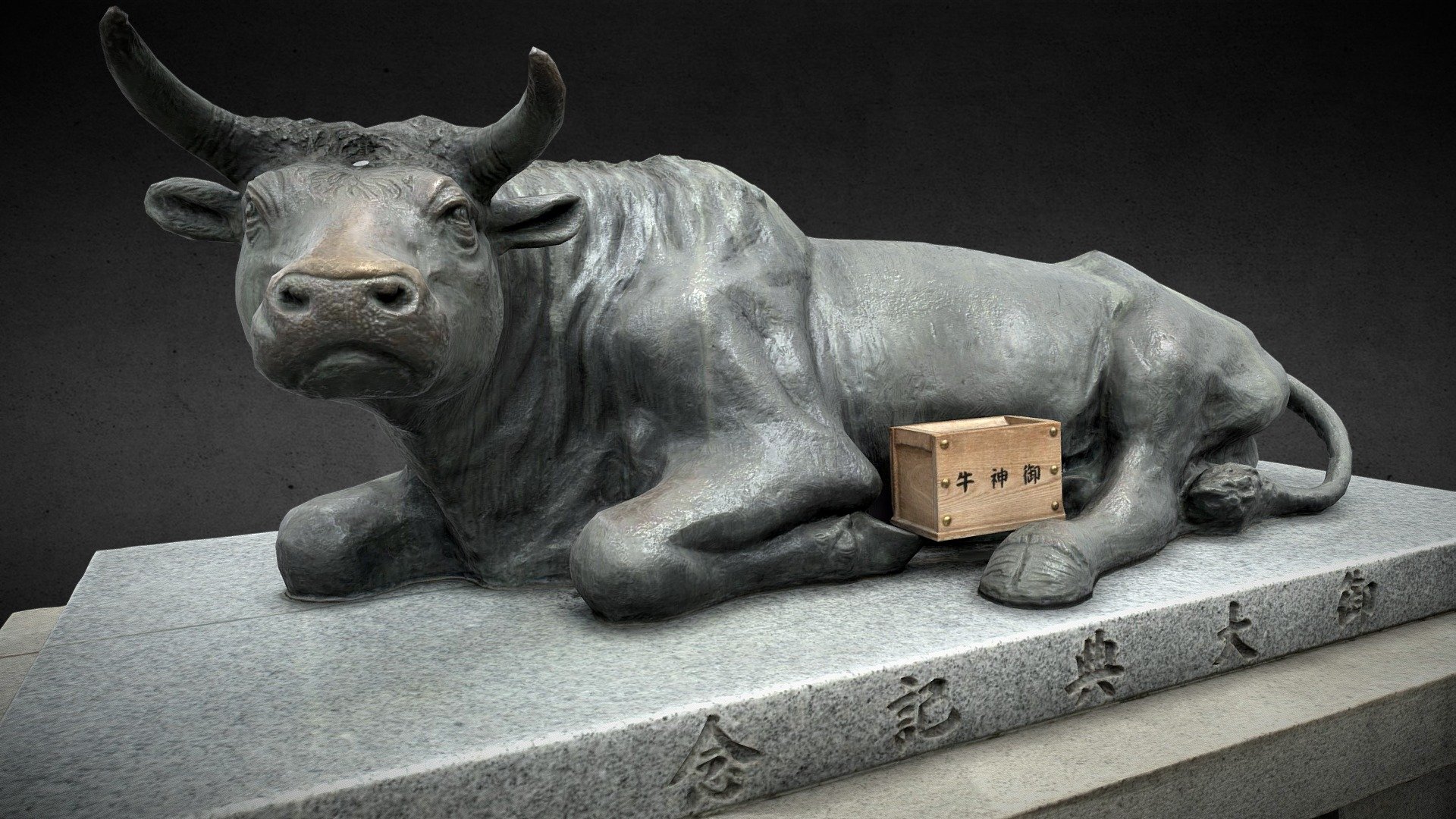 Traditional representation of a cow, powerfully linked to Sugawara no Michizane, japanese poet and politician from the 9th century (Heian Period of Japan). If you want to learn more about this character, I found an interesting japanese blog that wrote about him .

At the Michizane funerals, the cow pulled the coffin of Michizane. Possessed by his spirit, the cow then layed down during the procession, at the place where he wanted his soul to rest.

Created in reality capture. 




LOD0 IS 50K tris and 8k textures diffuse/normal/metalness/roughness

LOD1 is 5k tris and 4k textures diffuse/normal

LOD2 is 998 tris and 2k textures diffuse/normal

link to my 50+ collection of sculptures scans

4K render of LOD2 (left) and LOD1 (right) :

 - 100th model : Goshingyu - Japan Heritage - Download Free 3D model by 3Dystopia (@Dystopia) 3d model