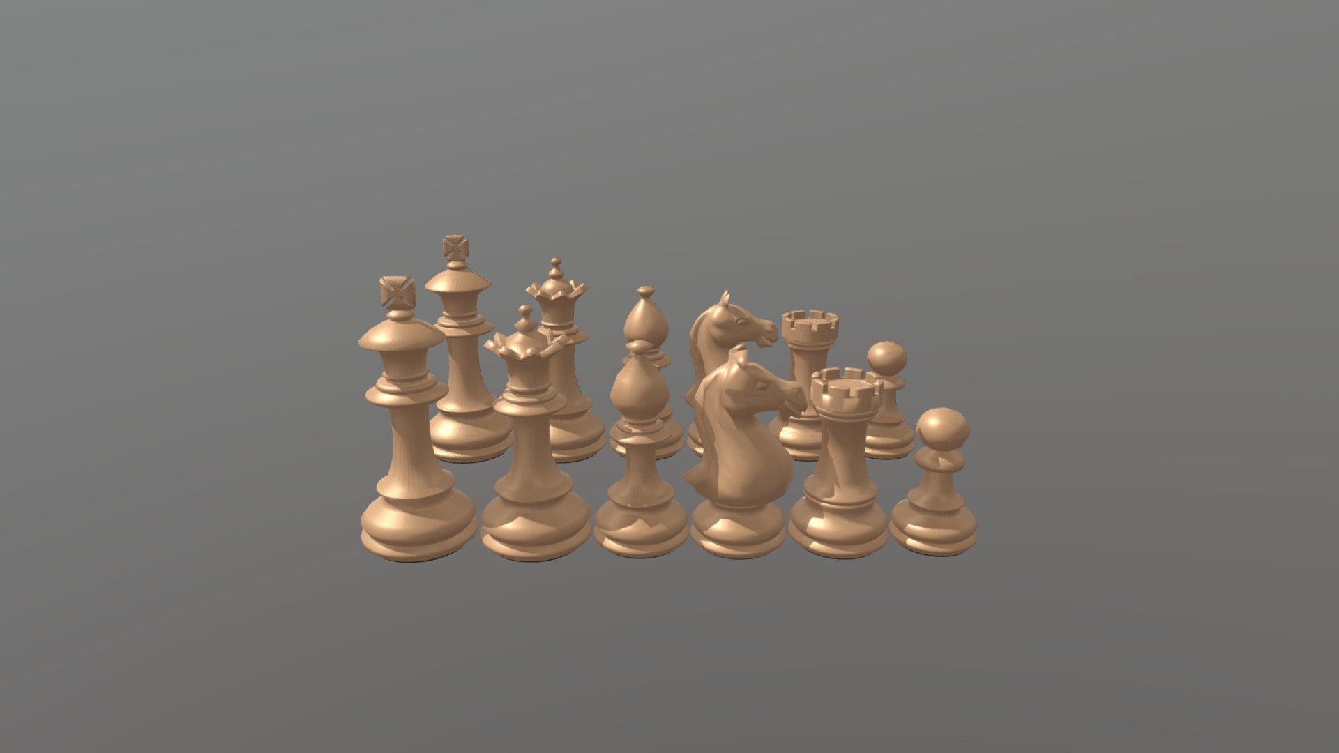 Classic wood chess pieces - Chess pieces - 3D model by alexsashka 3d model