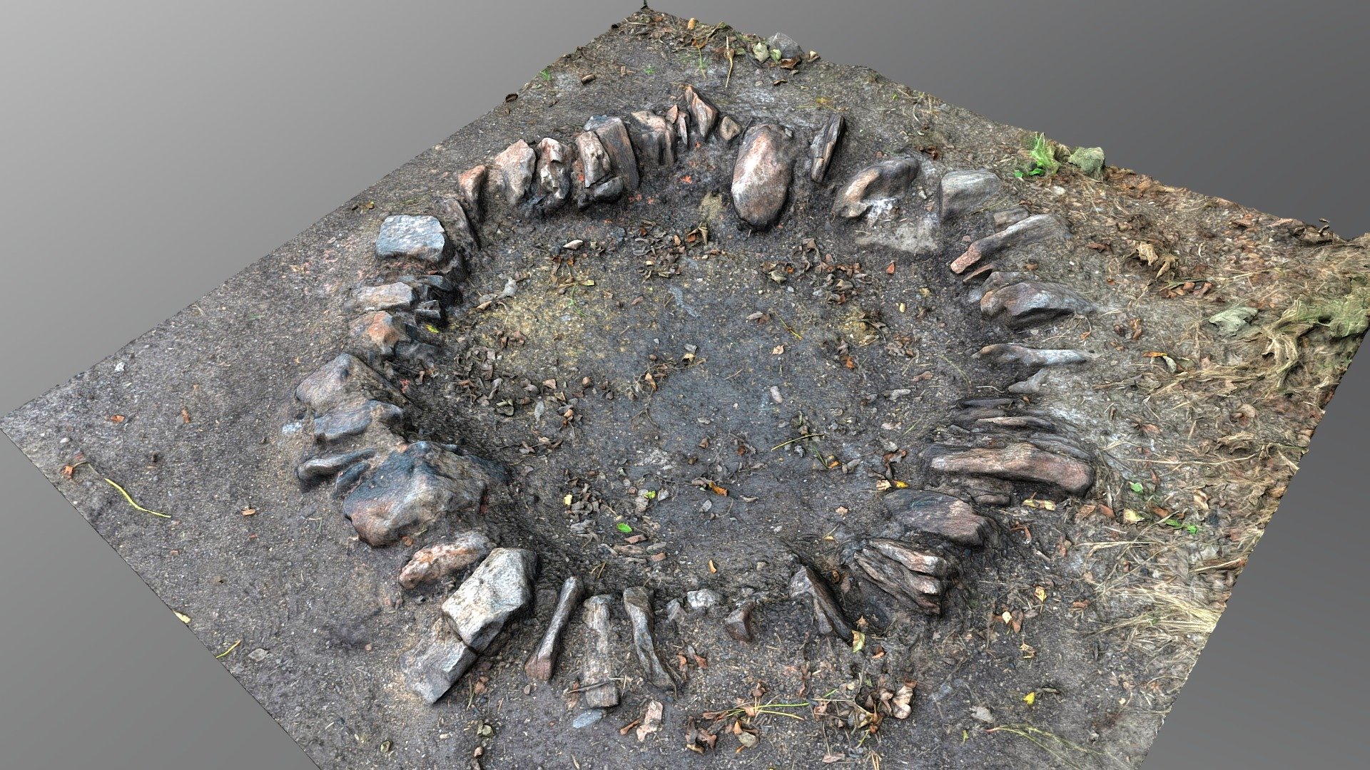 Fireplace fire pit hole in meadow forest, campfire natural made of stones and bricks

photogrammetry scan (24MP, 100+) + Reality capture - Fireplace fire pit hole, brick campfire - Buy Royalty Free 3D model by matousekfoto 3d model