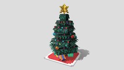 Christmas Tree tree, pixel-art, blockbench, low-poly
