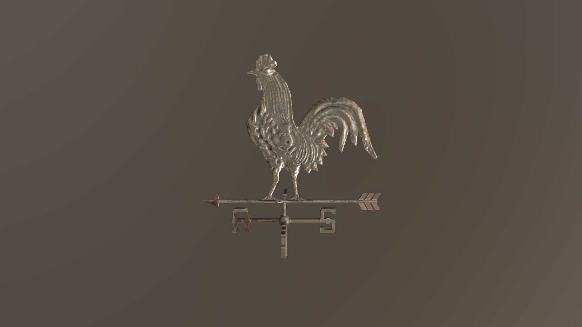Western style, copper wind rooster. Low poly, textured for Unity HD pipeline shader. The cock and the compass are separate models 3d model
