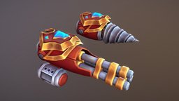 Drill & Minigun 3dcoat, props, handpainted, low-poly, blender, stylized, gameready