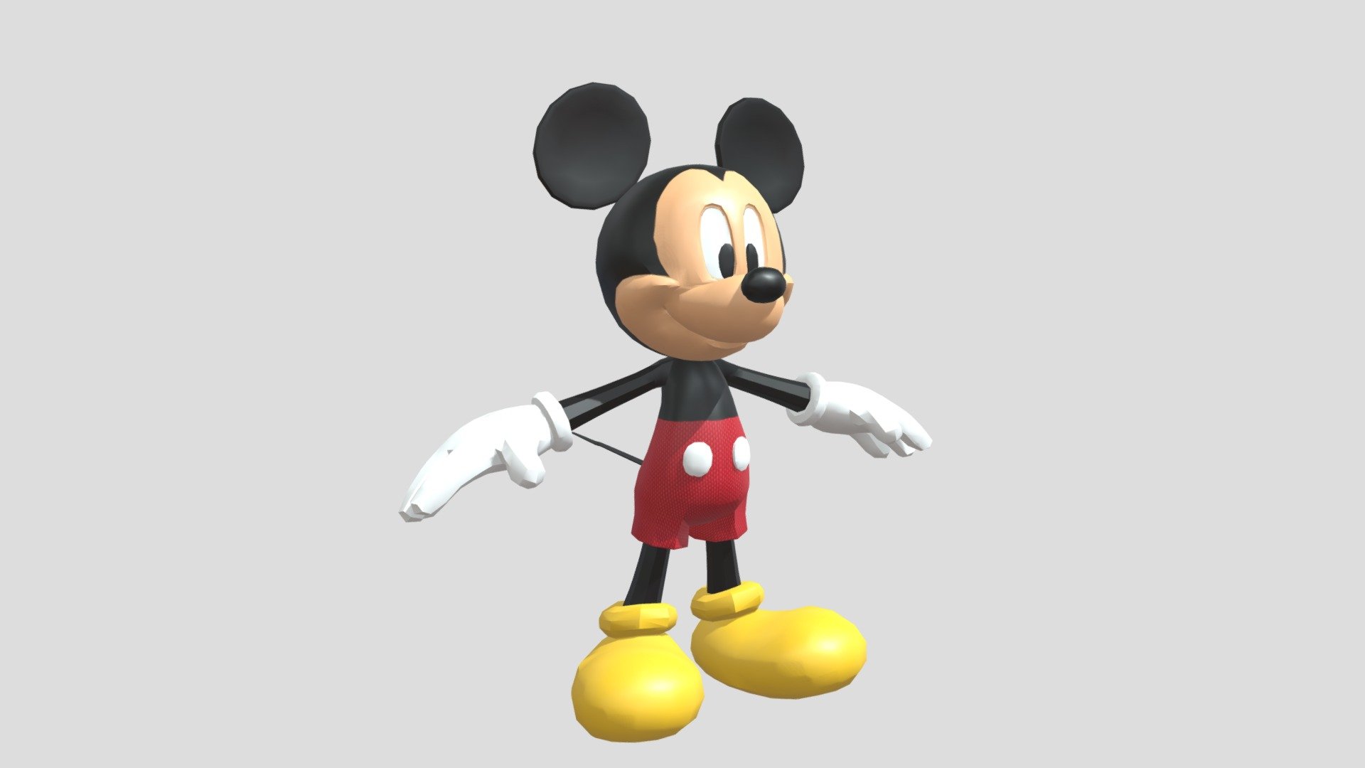 I did not spend alot of time with this model. The texture was the only time consuming part as the original textures in the Mickey model that is part of the show did not have shading. 

(A rendered image in 4K resolution from Prisma 3D before it was imported here.)

(Another render in 4k resolution in a different pose.)
I have resumed commenting on this model mainly because I really needed to calm down 3d model