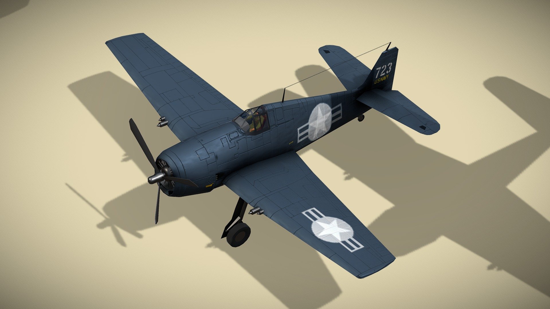 Grumman F6F Hellcat

Lowpoly model of american fighter plane from WW2



The Grumman F6F Hellcat is an American carrier-based fighter aircraft of WW II. Designed to replace the earlier F4F Wildcat and to counter the Japanese Mitsubishi A6M Zero, it was the U. S. Navy's dominant fighter in the second half of the Pacific War. In gaining that role, it prevailed over its faster competitor, the Vought F4U Corsair, which initially had problems with visibility and carrier landings.

The F6F made its combat debut in September 1943, and was best known for its role as a rugged, well-designed carrier fighter, which was able to outperform the A6M Zero and help secure air superiority over the Pacific.



1 standing version with wheels and 2 flying versions with trails, pilot and armament.

Model has bump map, roughness map and 3 x diffuse textures



Check also my other aircrafts and cars.

Patreon with monthly free model - Grumman F6F Hellcat - Buy Royalty Free 3D model by NETRUNNER_pl 3d model