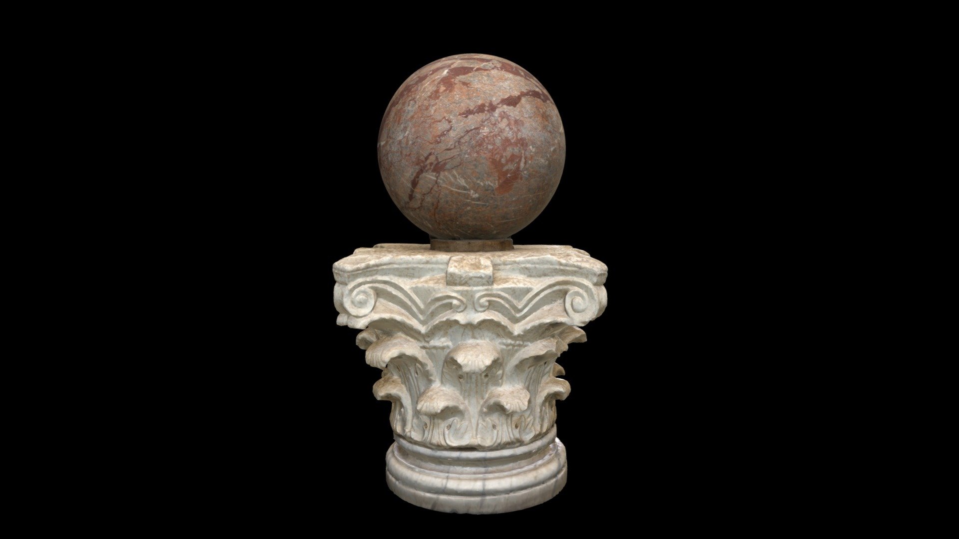 Ancient Roman marble Corinthian column capital and marble orb.

Low poly, watertight mesh suitable for 3D printing 3d model