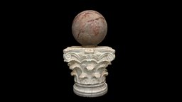 Column Capital and Marble Orb ancient, column, italy, corinthian, marble, italian, capital, roman