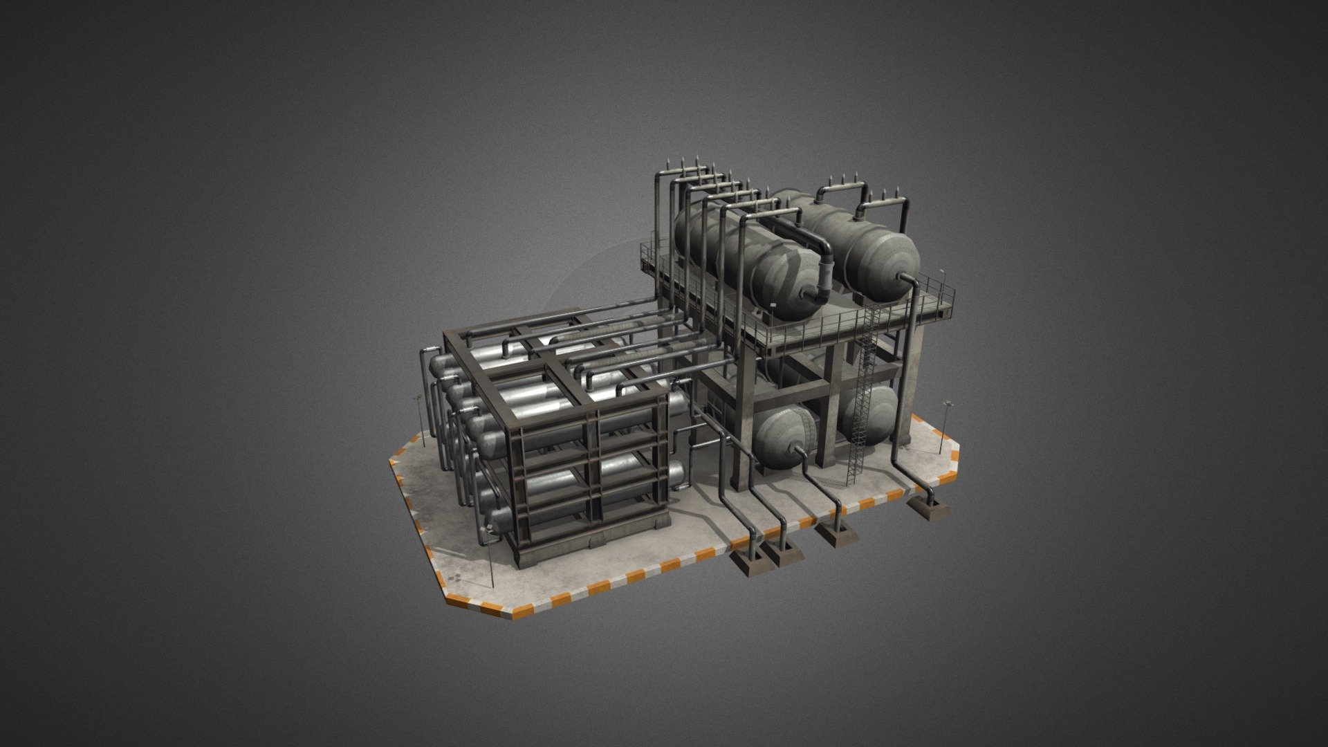 Low poly game-ready 3d model of an Oil Refinery 11 for Virtual Reality (VR), Augmented Reality (AR), games and other real-time apps 3d model