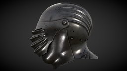 Maximilian Helmet armor, armour, renaissance, metal, museum, visor, livrustkammaren, maximilian, armoury, weapon, realitycapture, helmet, knight, royal, steel, lernestal