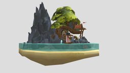TreeHouse : Calm island Low poly tree, island, treehouse, low-poly-model, substancepainter, maya, low-poly, photoshop, lowpoly, house
