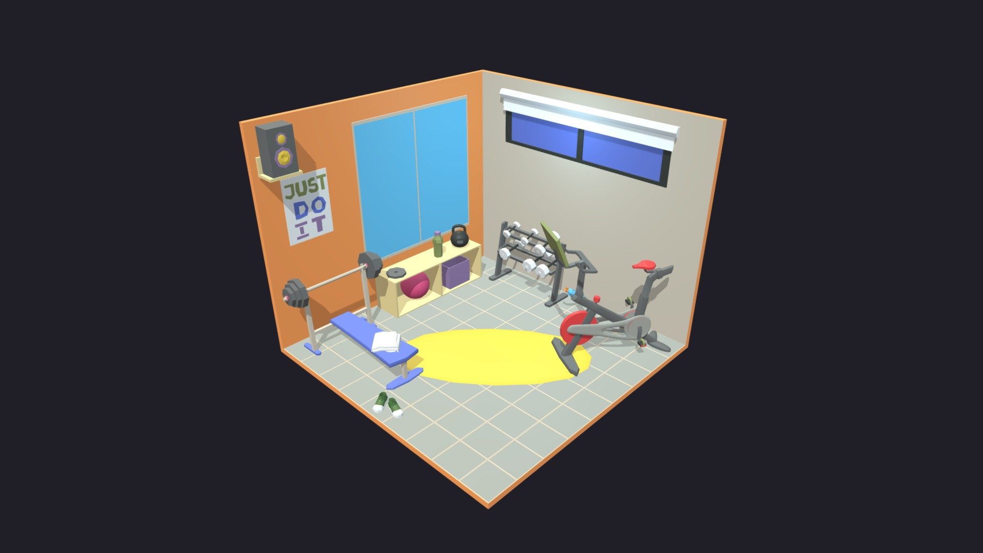Gym Room 9 Low-poly 3D model - Buy Royalty Free 3D model by Mnostva 3d model