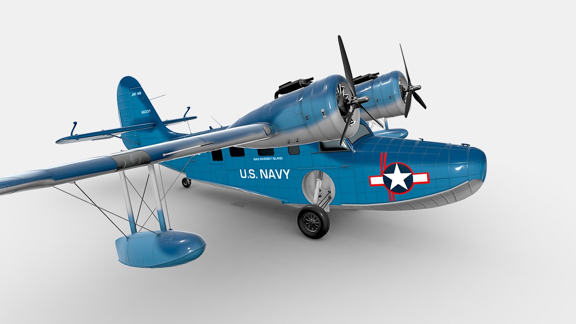 The Grumman G-21 Goose is an aircraft designed and built by Grumman. Produced from 1938 to 1945. It is amphibious.
It has a realistic look and is fully textured.
It has convenient pivots for easy movement,
including ailerons, flaps, elevator, rudder, propellers, and landing gear retraction.

has real size
Super Rocket, detailed exterior.
Textured (4k-2k) and unwrapped UVW - each object has a material name, you can easily change or apply materials - maximum format:
3ds max 2016 with VRay materials
Blender with materials
maya format: - Maya 2018 with default materials
.Obj format
.fbx format

All textures are included in the .zip file.
 - Goose US NAVY - Buy Royalty Free 3D model by IgYerm (@IgorYerm) 3d model