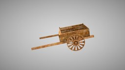 Wooden cart wooden, lowpoly