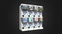 8 Japanese Gashapon Toy Capsule Machines capsule, toy, prop, urban, vending, ready, tokyo, machine, gachapon, gashapon, asset, game, street, japanese