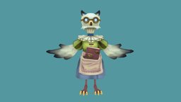 Lindsey the Librarian owl, painted, final, fantasy, hand