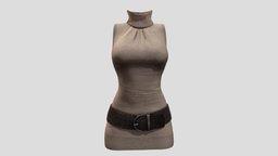 Female Sleeveless Sweater Dress turtle, mini, neck, winter, high, fashion, midi, girls, semi, long, clothes, with, dress, sweater, casual, belt, womens, wear, rolled, pbr, low, poly, female, bodycon, sleevless, knitwork