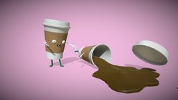 Half Caffeinated drink, coffee, starbucks, fall, silly, illustration, trip, caffeine, coffeecup, spill, caffeinated, halfcaf