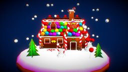 Gingerbread Christmas House tree, food, toon, cute, cake, cherry, windows, bells, cookies, snow, christmas, candy, chocolate, navidad, delicious, sweet, gingerbread, tasty, yum, yummy, nieve, galletas, maya, cartoon, photoshop, house, lollipops, holiday2020challenge, chupachups
