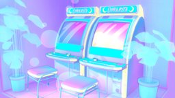 Pastel Glitch arcade, cute, japan, diorama, sailormoon, pastel, lofi, vaporwave, retroelectronicschallenge